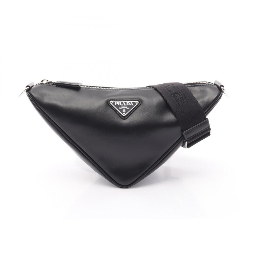 Prada Triangle Shoulder Bag Handbag Leather Women's Black 2VH155